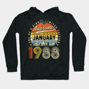 Awesome Since January 1988 Vintage 35th Birthday Hoodie